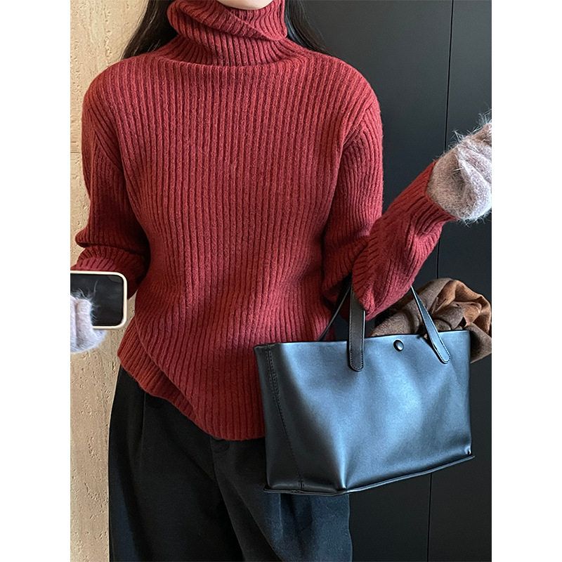 8色高龄套头毛衣女高级感软糯宽松内搭针织打底衫YL1313 强明女装 - 图0