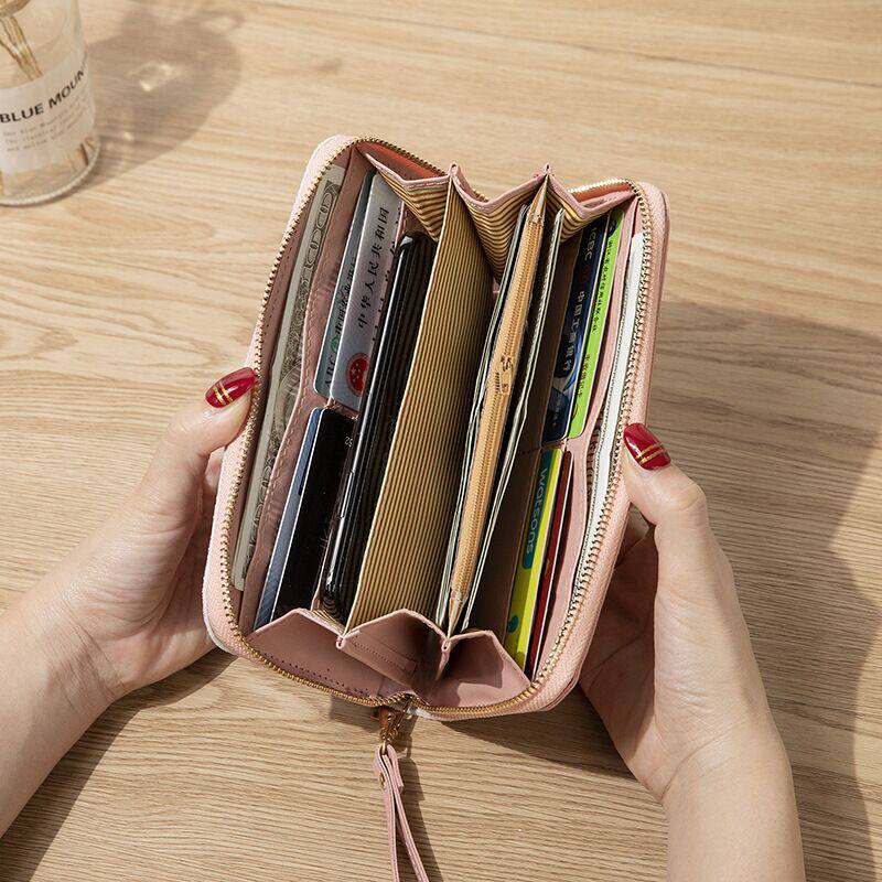 女长款2020新款拉链大容量手机包 金旋律钱包