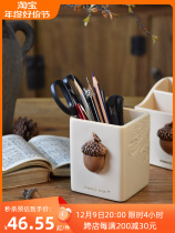 美式复古创意多功能桌面收纳盒笔桶架文具笔筒办公商务整理盒