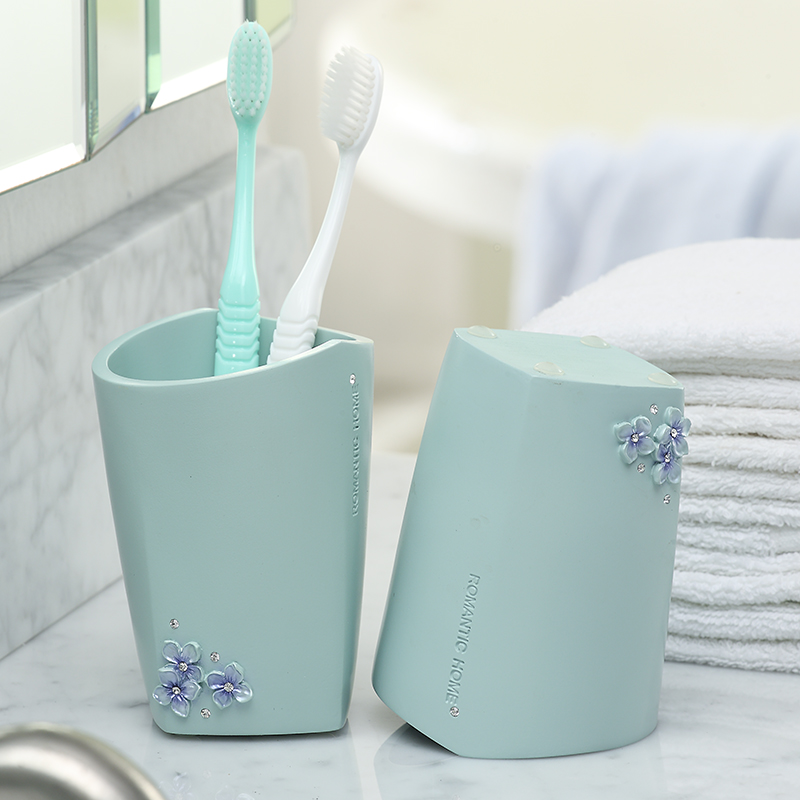 美式卫浴五件套装饰树脂洗漱杯漱口杯浴室收纳牙刷架结婚托盘北欧 - 图0