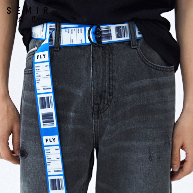 森马2020夏季新款男破洞个性牛仔裤 森马outlets店牛仔裤