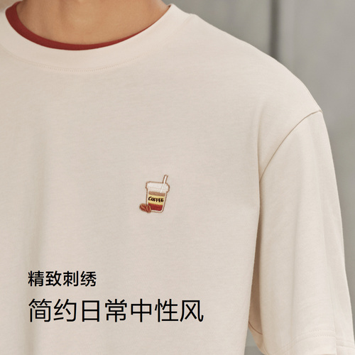 森马短袖T恤男2024夏季新款精致刺绣情侣装简约中性上衣吸湿速干