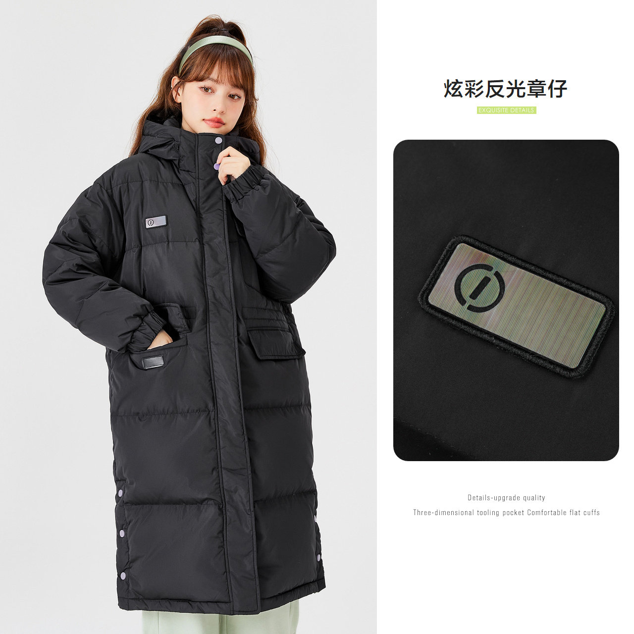 森马长款黑色厚派克服2021羽绒服 森马outlets店羽绒服