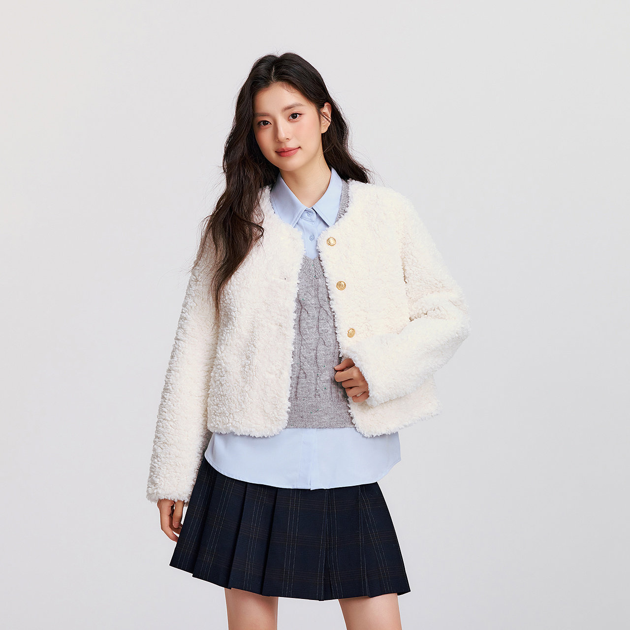 森马外套女冬季短款圆领修身仿羊羔毛仿麂皮夹克小个子小香风上衣,淘宝优惠券,粉丝福利购,淘宝优惠卷