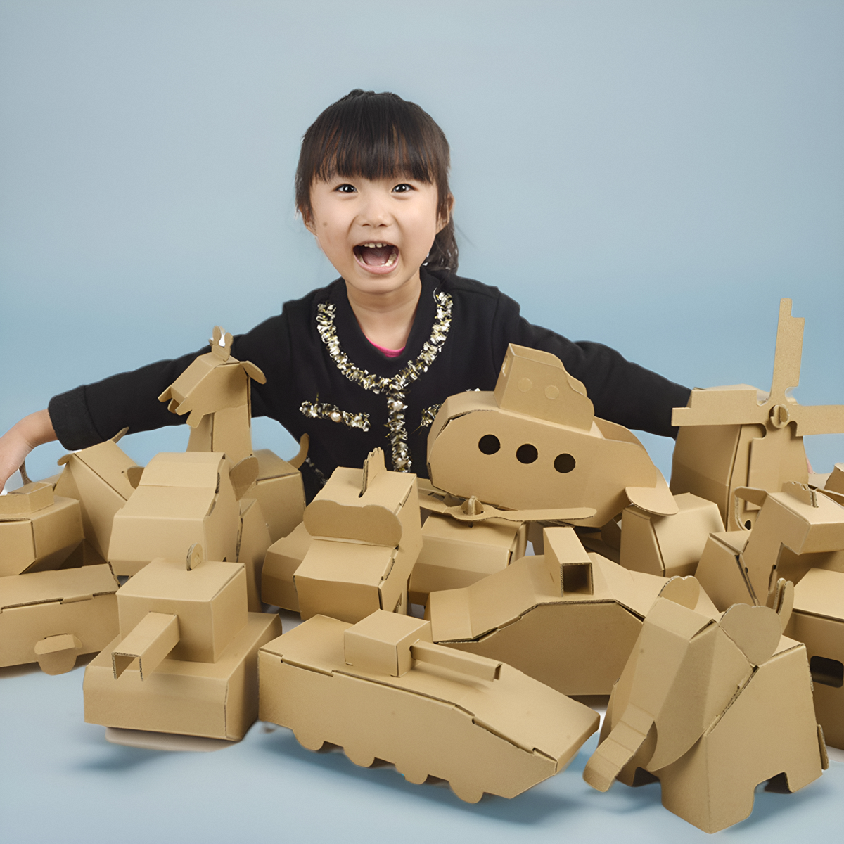 儿童汽车模型坦克动物手工作业拼装小型纸板DIY玩具涂鸦白模填色,淘宝优惠券,粉丝福利购,淘宝优惠卷