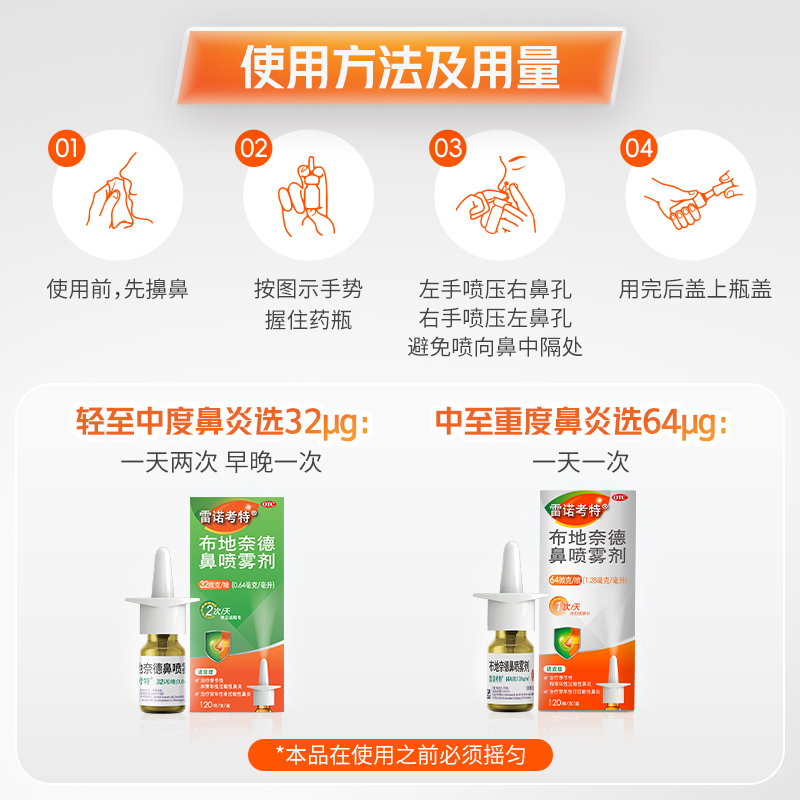 雷诺考特布地奈德鼻喷雾剂旗舰店过敏性鼻炎药原研进口药过敏药
