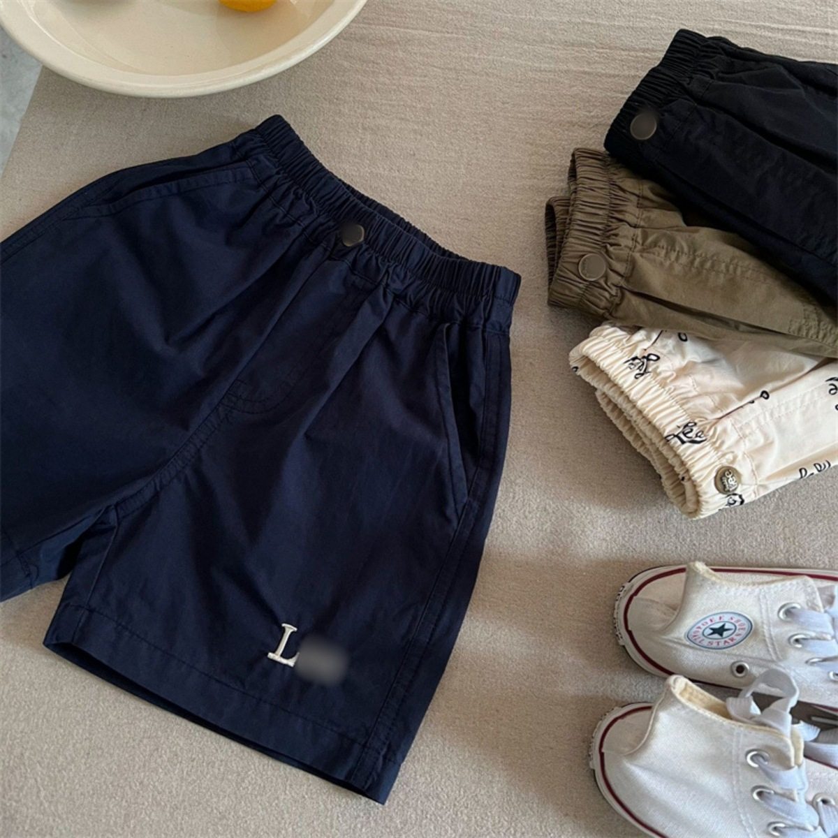 薄款儿童短裤2025夏新款男女童刺绣字母棉布裤宝宝日系潮牌五分裤,淘宝优惠券,粉丝福利购,淘宝优惠卷