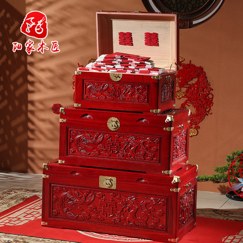 香樟木箱子全樟木结婚嫁妆新娘实木陪嫁字画婚嫁储物木箱复古带锁 - 图0
