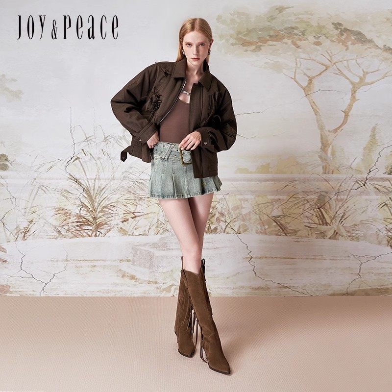 董洁同款真美诗阿勒泰假日2025冬季新款流苏V口粗跟牛仔西部靴女,淘宝优惠券,粉丝福利购,淘宝优惠卷