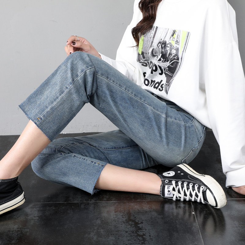 大码直筒胖mm显瘦高腰阔腿裤牛仔裤 米雪帕牛仔裤