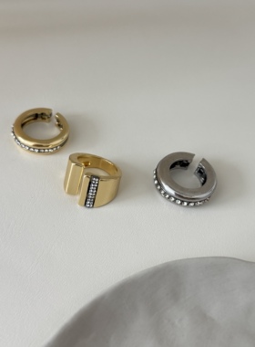 古法金银色背排钻戒指食指戒指环