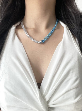 高级感锆石钻松石打结锁骨链颈链