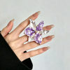 Light luxury retro purple and white contrasting iris ring for women