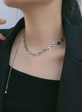 金属长款个性女拼接项链毛衣链