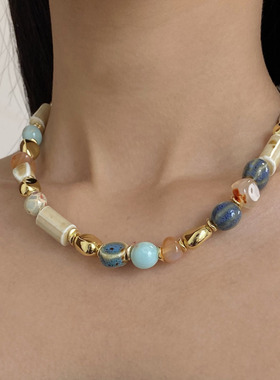 陶瓷拼接choker异形不规则颈链