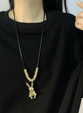 金属皮质长款女大兔子项链