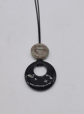 陶瓷皮绳女式平安扣项链