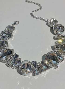 闪钻水晶镶钻几何不规则项链