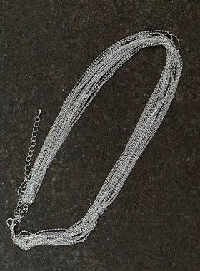 金属多层叠戴女锁骨项链