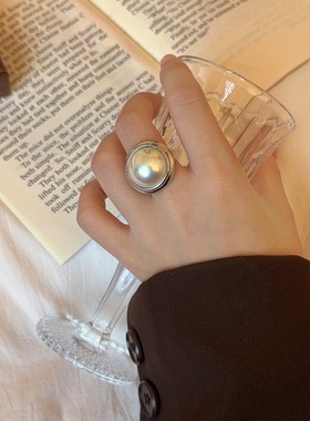 港风夸张珍珠戒指女食指戒指环潮