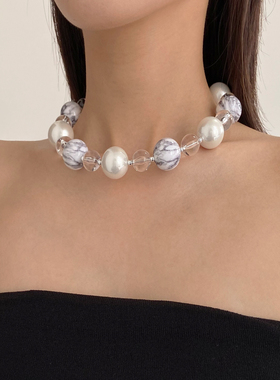 choker开口项圈颈链珍珠串珠项链