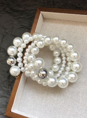 简约大珍珠开口弹力手链女