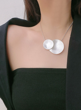 金属蛇骨链女几何圆形项链