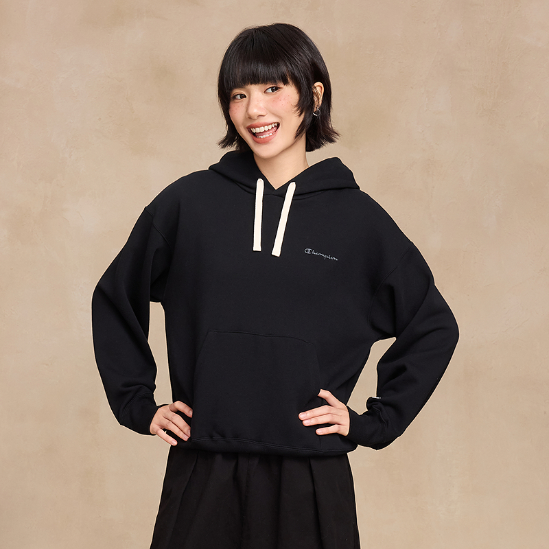 Champion冠军连帽卫衣女2025冬季新款加绒刺绣上衣潮牌休闲风简约