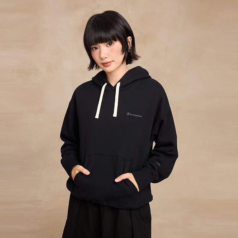 Champion冠军连帽卫衣女2025冬季新款加绒刺绣上衣潮牌休闲风简约
