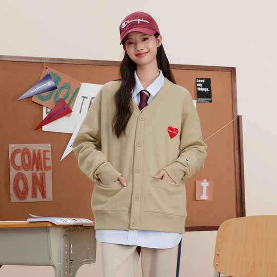 Champion-Sweatshirt-Cardigan mit Love-Logo