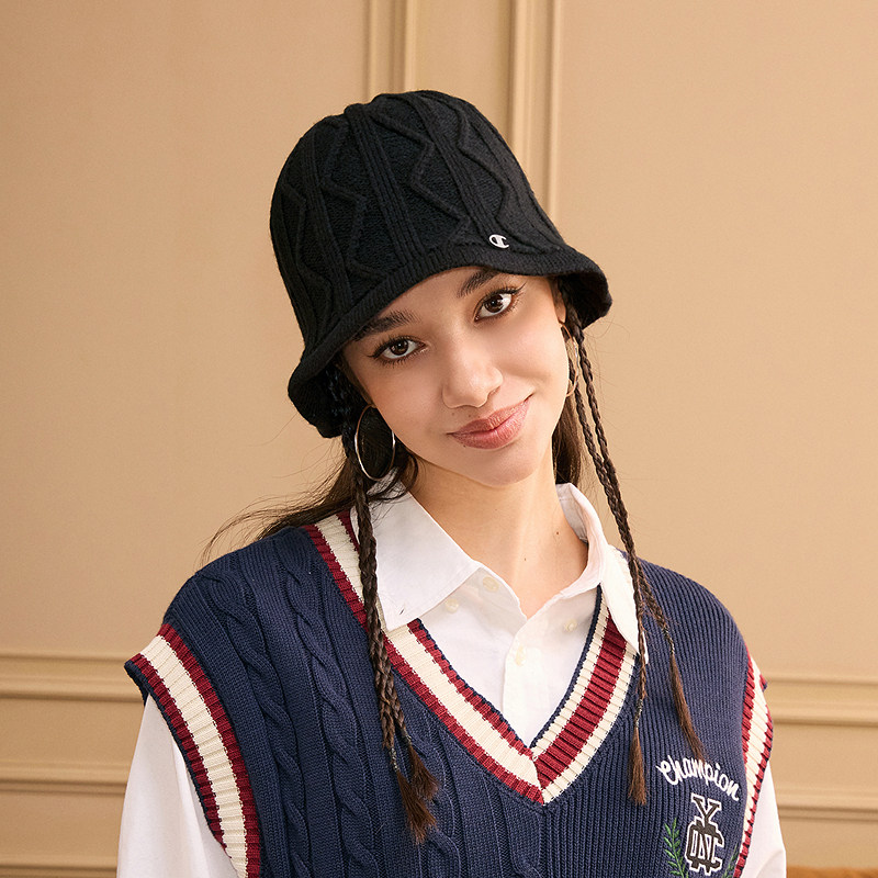 Champion冠军渔夫帽女2024冬季新款裙摆帽针织盆帽保暖挡风潮牌男,淘宝优惠券,粉丝福利购,淘宝优惠卷