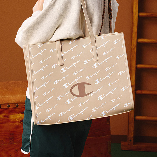 Champion冠军托特包女2025秋冬新款满印老花手提包时尚通勤单肩包
