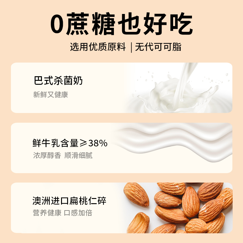 可米酷鲜乳主义无蔗糖冰淇淋巧克力坚果脆皮零蔗糖雪糕控糖冰激凌 - 图2