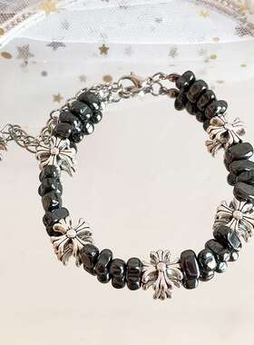 手链黑骑士碎石潮男女锁骨链小红书设计感冷淡风欧美气质手串