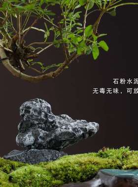 创意仿石头假山摆件花盆园艺鱼缸流水造景太湖山小型号装饰品配件