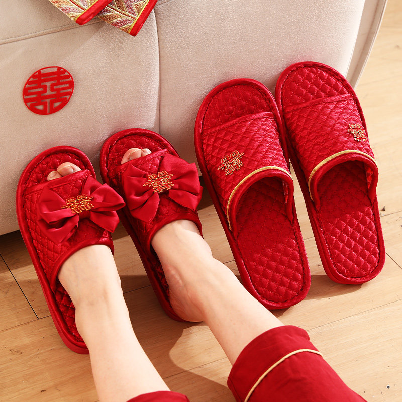 「喜字拖鞋」四季喜结婚拖鞋高级感拖鞋女新婚喜庆情侣款晨袍妆造,淘宝优惠券,粉丝福利购,淘宝优惠卷
