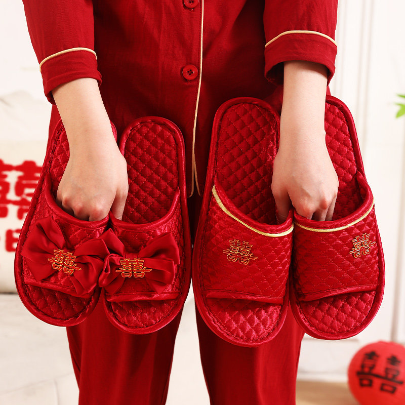 「喜字拖鞋」四季喜结婚拖鞋高级感拖鞋女新婚喜庆情侣款晨袍妆造,淘宝优惠券,粉丝福利购,淘宝优惠卷