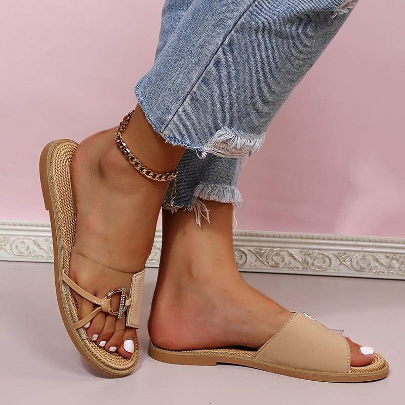 拖鞋女2022跨境新款平底休闲拖鞋女欧美时尚一字型居家拖鞋外穿,淘宝优惠券,粉丝福利购,淘宝优惠卷