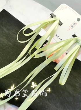 蝴蝶结长飘带发饰双层垂耳兔丝带发夹双马尾对夹可爱甜美古风对夹