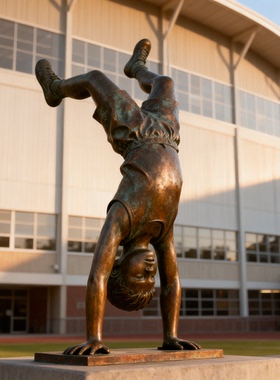 铸铜体育运动主题小孩踢球雕塑