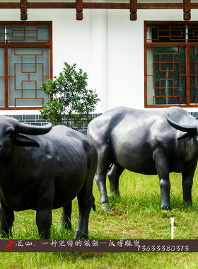 牧童骑牛玻璃钢大型主题雕塑定制