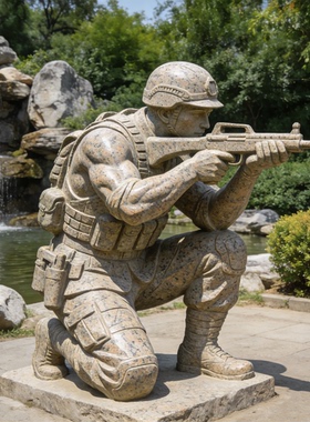 石雕红军人物雕塑定制八路军花岗岩雕像户外公园景区纪念馆景观