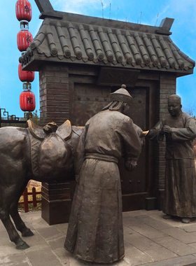 见面礼送别雕塑玻璃钢铸铜摆件