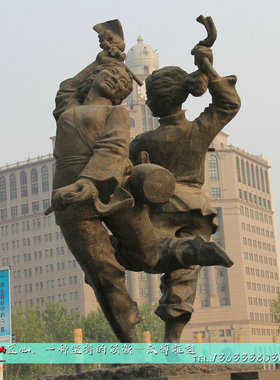 玻璃钢小贩东西民风雕塑品仿铜