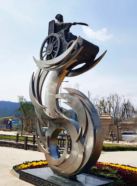 不锈钢铸铜诸葛亮人物雕像定制