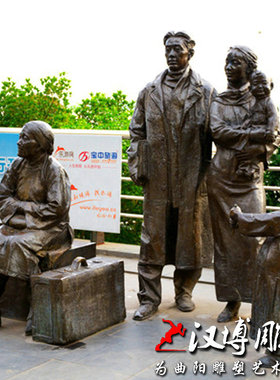 玻璃钢公园户外情景人物雕塑定制