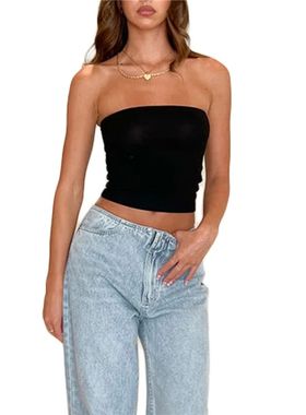 Women's solid color chest wrap top女士无袖修身裹胸小背心上衣