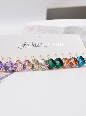 Cross-border new square diamond stud earrings set跨境耳饰女