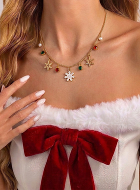 Christmas-themed necklace party accessories for ladies圣诞节