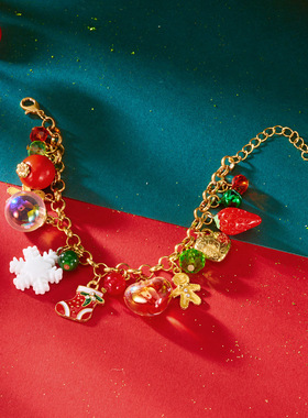 Christmas snowflake, elk, snow pie, bracelet lady圣诞节首饰